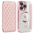 thumbnail image 1 of for iPhone 16 Pro Max Case Compatible with Magsafe, Slim Fit Flip Protective PU Leather Wallet Case with RFID Blocking Card Slot Build-in Len Protector for iPhone 16 Pro Max, Pink, 1 of 8
