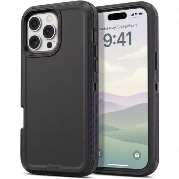 iPhone 16 Pro Max Case Cover 3 Layer Rugged / Heavy Duty / Shockproof 6.9" Black