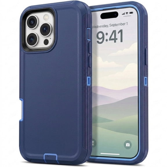 iPhone 16 Pro Max Case Cover 3 Layer Rugged / Heavy Duty / Shockproof 6.9" Navy