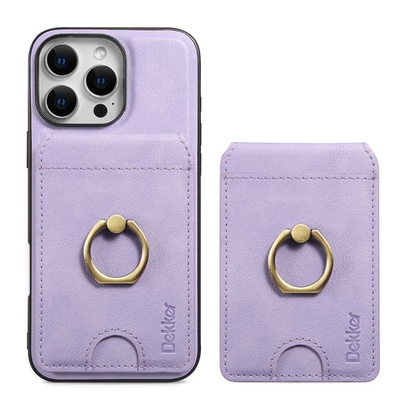 for iPhone 16 Pro Max Case with Credit Card Holder MagSafe, for iPhone 16 Pro Max Phone PU Leather Case Wallet for Women Wallet Finger Ring Magnetic Detachable 2-in-1 for Men - Purple