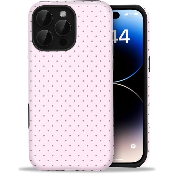 for iPhone 16 Pro Max Case Cute Polka Dot Aesthetic Retro Design for Women Girls Fall Simple Chic Girly Pretty Dual Layer Hybrid Protection Elegant Case for iPhone 16 Pro Max-Pink