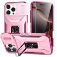 thumbnail image 1 of for iPhone 16 Pro Max Case with HD Screen Protector & Slide Camera Cover & Rotated Ring Kickstand, [Military-Grade] Phone Case for iPhone 16 Pro Max (6.9‘’(Y_Pink), 1 of 16