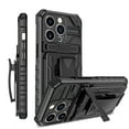 thumbnail image 1 of for iPhone 16 Pro Max Case - Heavy Duty Phone Holster with Belt Clip | with Kickstand | Shockproof, Dual Layer Protective | Drop Protection Hybrid Case for iPhone 16 Pro Max | Black, 1 of 12