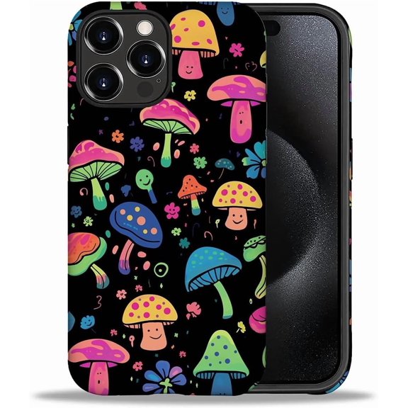for iPhone 16 Pro Max Case, [Hybrid 2-Layer Hard Shell] Military-Grade Protection, All-Around Shockproof, Silicone Protective Phone Case for iPhone 16 Pro Max - Coloring Mushroom