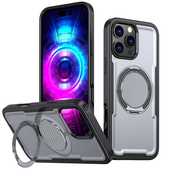 for iPhone 16 Pro Max Case with Invisible Ring Stand, Support Magnetic Car Mount Phone Case Compatible with Mag-Safe, Secure Great Ring Grip Cover for iPhone 16 Pro Max, Gray