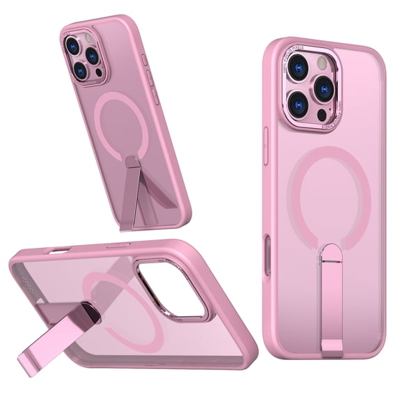 for iPhone 16 Pro Max Case with Kickstand, Support Wireless Charging, Compatible with Magsafe, Military-Grade Protection Shockproof Slim Fit Bracket Back Case for iPhone 16 Pro Max, Pink
