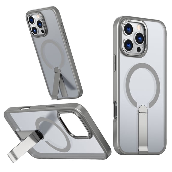 for iPhone 16 Pro Max Case with Kickstand, Support Wireless Charging, Compatible with Magsafe, Military-Grade Protection Shockproof Slim Fit Bracket Back Case for iPhone 16 Pro Max, Gray