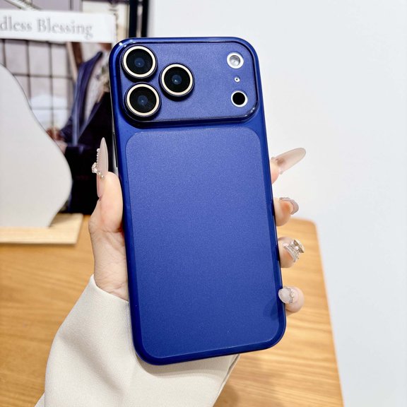 for iPhone 16 Pro Max Case with Large Camera Window, Support Wireless Charging, [Military Grade Drop Protection] Full Camera Lens Protector Translucent Matte Phone Case for Women Girls, Darkblue