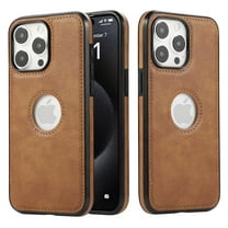 iPhone 16 Pro Max Case with Logo Hole, Premium PU Leather   TPU Slim Fit Shockproof Anti-Scratch Heavy Duty Protection Rugged Phone Case for Apple iPhone 16 Pro Max, Brown