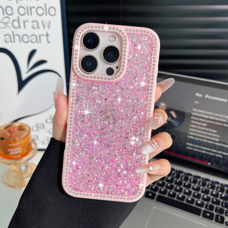 for iPhone 16 Pro Max Case, Luxury Bling Shiny Glitter Sequin Phone Case with Sparkly Crystal Diamonds Rhinestone Border Aesthetic Cute Slim Soft Durable TPU Protective Cover for Women-Pink - Walmart.com for iPhone 16 Pro Max Case, Luxury Bling Shiny Glitter Sequin Phone Case with Sparkly Crystal Diamonds Rhinestone Border Aesthetic Cute Slim Soft Durable TPU Protective Cover for Women-Pink - Walmart.com