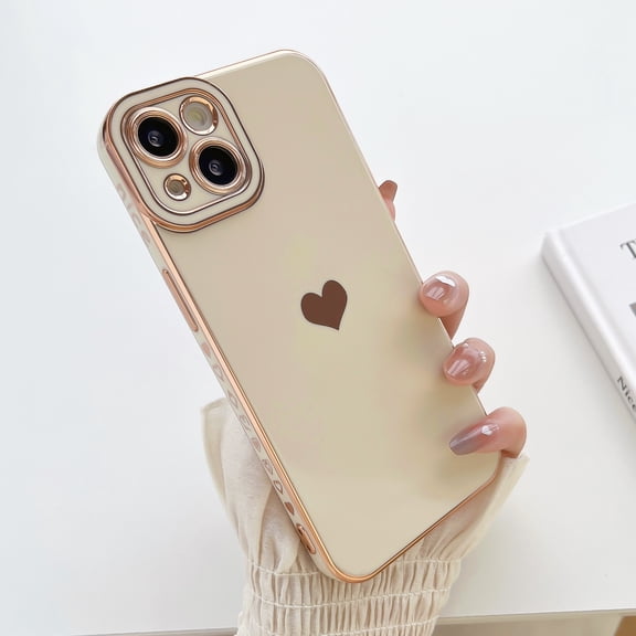 for iPhone 16 Pro Max Case Luxury for Women Girls Cute Love Heart Pattern Plating Shockproof Raised Full Camera Lens Protection Cover Anti-Scratch Phone Case for iPhone 16 Pro Max,White