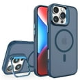 thumbnail image 1 of For iPhone 16 Pro Max Case Magnetic, [Compatible with Magsafe] Matte Translucent [Camera Lens Kickstand] Shockproof Drop Protection Bumper Rugged Phone Case for Apple iPhone 16 Pro Max, Darkblue, 1 of 9