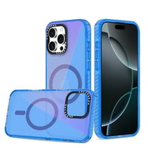 for iPhone 16 Pro Max Case Magnetic Phone Case Compatible with MagSafe, Soft TPU Bumper Hard Translucent Matte Back Slim Fit Grip Shockproof Protective Cover for Men Women Girls,Blue