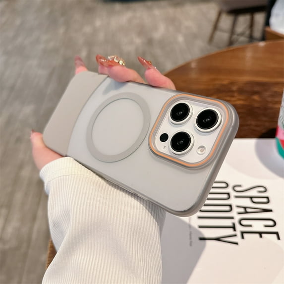 for iPhone 16 Pro Max Case Magnetic Phone Case Compatible with MagSafe, Soft TPU Bumper Hard Translucent Matte Back Slim Fit Shockproof Protective Case Cover for Men Women Girls - Gray