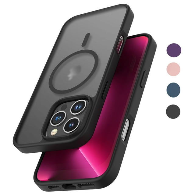 iPhone 16 Pro Max Case,Magnetic Phone Case with MagSafe for iPhone 16 Pro Max 6.9",Takfox [Frosted] Shockproof Case Matte Hard Plastic & Silicone Rubber Full Body Bumper Protection Cover,Black