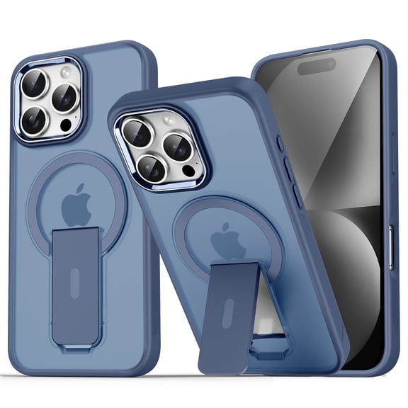 For iPhone 16 Pro Max Case Magnetic Stand [Compatible with MagSafe][Military Drop Protection] Shockproof Invisible Kickstand Matte For iPhone 16 Pro Max Phone Case Men Women,Darkblue