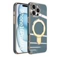 thumbnail image 1 of for iPhone 16 Pro Max Case with Magnetic Stand, [Compatible with MagSafe] [Ring Holder Kickstand] Plating TPU Shockproof Protective for iPhone 16 Pro Max Phone Case for Women Men, Grayblue, 1 of 6