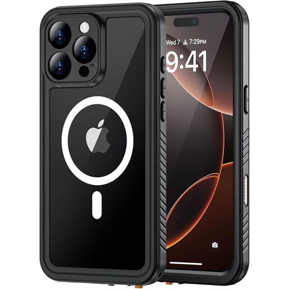 for iPhone 16 Pro Max Case Magnetic, Waterproof Dustproof Cover [Built in Screen Protector] [Compatible with MagSafe], Full Body Heavy Duty Phone Case for iPhone 16 Pro Max - 6.9” (Black)