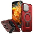 thumbnail image 1 of for iPhone 16 Pro Max Case with Metal Camera Cover Bracket, [Compatible with MagSafe] [Built-in Kickstand] [Military-Grade Protection] Heavy Duty Magnetic Case for iPhone 16 Pro Max, Red, 1 of 6
