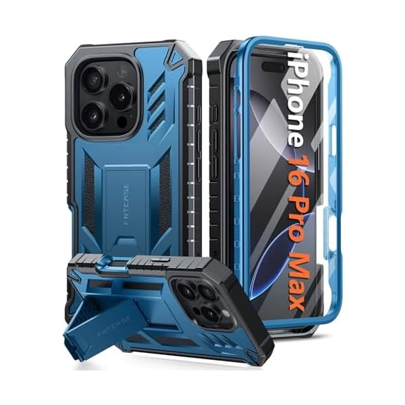for iPhone 16 Pro-Max Case: Military Grade Drop Proof Protection Mobile Cover with Kickstand | Matte Textured Rugged Shockproof TPU | Protective Sturdy Phone Case - 6.9 inch Blue