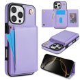 thumbnail image 1 of for iPhone 16 Pro Max Case, PU Leather Crossbody Wallet Case with Card Holder, Kickstand, Magnetic Clasp Folio Zipper Purse, Adjustable Removable Strap, Protective Back Cover, Purple, 1 of 11