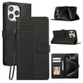 thumbnail image 1 of for iPhone 16 Pro Max Case, PU Leather Magnetic Buckle Wallet Case with Stand Holder Flip Cover with Card Slots Wrist Strap Shock-resistant Comfortable Grip Cover for iPhone 16 Pro Max - Black, 1 of 9