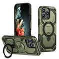 thumbnail image 1 of for iPhone 16 Pro Max Case with Ring Kickstand, 360°+120° Rotation, Compatible with MagSafe, Magnetic Car Mount Support, Shockproof Dual Layer Soft TPU + Hard PC Protective Cover, Green, 1 of 7