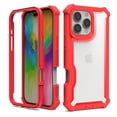 thumbnail image 1 of for iPhone 16 Pro Max Case, Soft Silicone Bumper & Crystal Clear Hard PC Back, Luxury 2 In 1 Shockproof Military Drop Protection Anti-Fingerprint Phone Case Cover for iPhone 16 Pro Max, Red, 1 of 2
