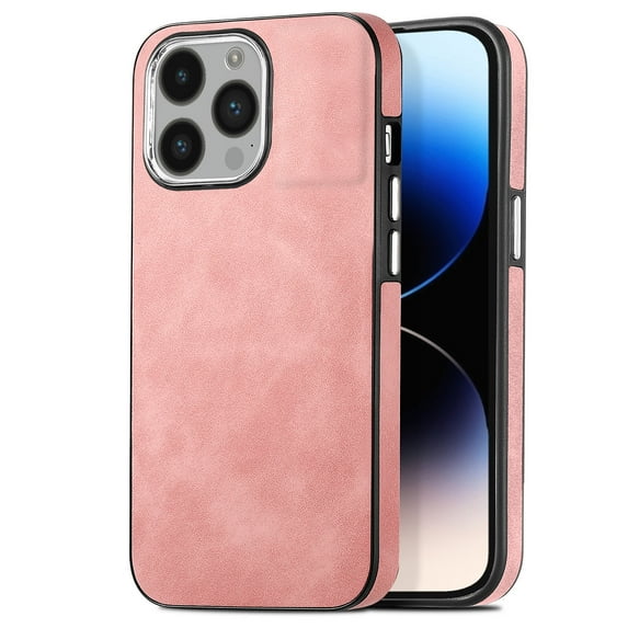 for iPhone 16 Pro Max Case, Soft TPU and PU Leather Cover Case, Business Anti-Vibration Anti-Slip Ultralight Luxury Vintage Phone Case Cover for iPhone 16 Pro Max for Men Women, Pink