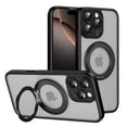 thumbnail image 1 of for iPhone 16 Pro Max Case with Stand, Compatible with MagSafe, Translucent Back, Magnetic Ring Holder & Protective Bumpers, Non-Yellowing Case with Camera Control Capture Button - Black, 1 of 13