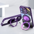 thumbnail image 1 of For iPhone 16 Pro Max Case with Tempered Glass Lens Protector, Ring Holder Kickstand Shockproof Drop Protection Scratch Resistant Anti-Yellow Clear Case Cover for Apple iPhone 16 Pro Max,Darkpurple, 1 of 8