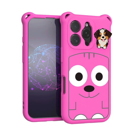 For iPhone 16 Pro Max Case,Ultra Slim Designing,Lightweight,Cute Puppy Cartoon Print,Shockproof Anti-Fall Protective Thin Fit Rugged Phone Case Cover For iPhone 16 Pro Max,Rose