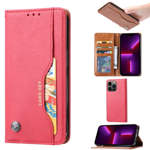 for iPhone 16 Pro Max Case Wallet, Business Design with Card Slot Photo Kickstand Magnetic Soft PU Leather Flip Fold Case for iPhone 16 Pro Max Wallet Case, Red