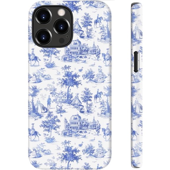 for iPhone 16 Pro Max Case, Wireless Charging Compatible,Dual-Layer Protection with Cute Wildflower Design, Soft Silicone + Hard Shell, Chic Phone Cover for Women - Blue Safari Delight