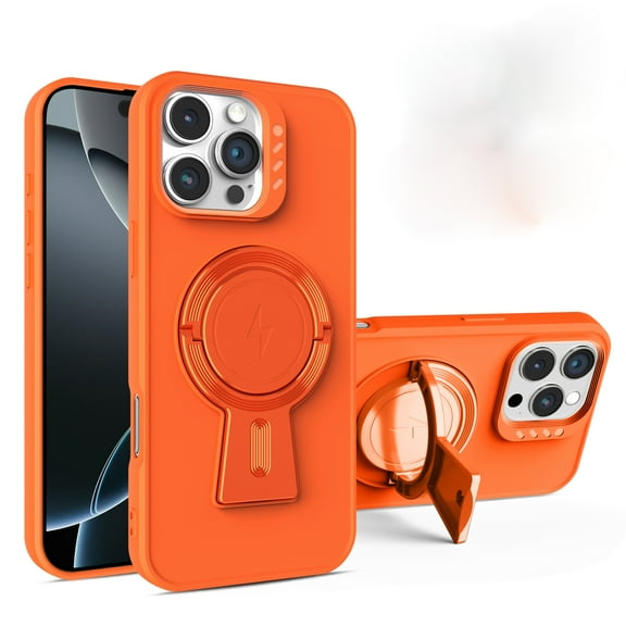 for iPhone 16 Pro Max Case with Y Stand, [Compatible with MagSafe] [Built-in Adjustable Kickstand] Heavy Duty Rugged Shockproof Magnetic Anti-fall Thin Fit Phone Case for iPhone 16 Pro Max,Orange