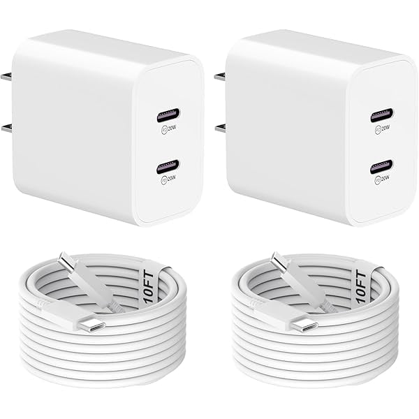 iPhone 16 Pro Max Charger Fast Charging,2 Pack 20W Dual Port USB C Charger Block with 2 Pack 10FT Long USB C to C Charging Cord Compatible for iPhone 16 Pro Max/16 Pro/16 Plus,Samsung Galaxy