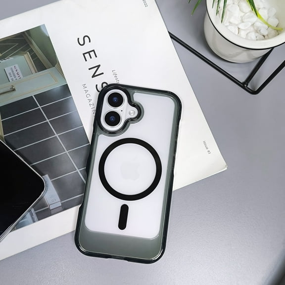 for iPhone 16 Pro Max Clear Case, Not Yellowing Compatible with MagSafe Slim Lightweight Phone Case for Women Girls Shockproof Anti-Scratch Protective Back Cover for iPhone 16 Pro Max, Black