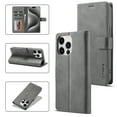 thumbnail image 1 of for iPhone 16 Pro Max Flip Wallet Case, Classic Card Slots Kickstand Strong Magnetic Premium PU Leather Drop Protective Shockproof Phone Case for iPhone 16 Pro Max, Gray, 1 of 7