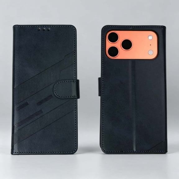 For iPhone 16 Pro Max Flip Wallet Phone Case,Anti-Scratch Retro Texture PU Leather Flip Cover,Flip Foldable Kickstand,With Card Slots,Shockproof Non-Slip Anti-fall,Thin Fit Phone Case,Blue
