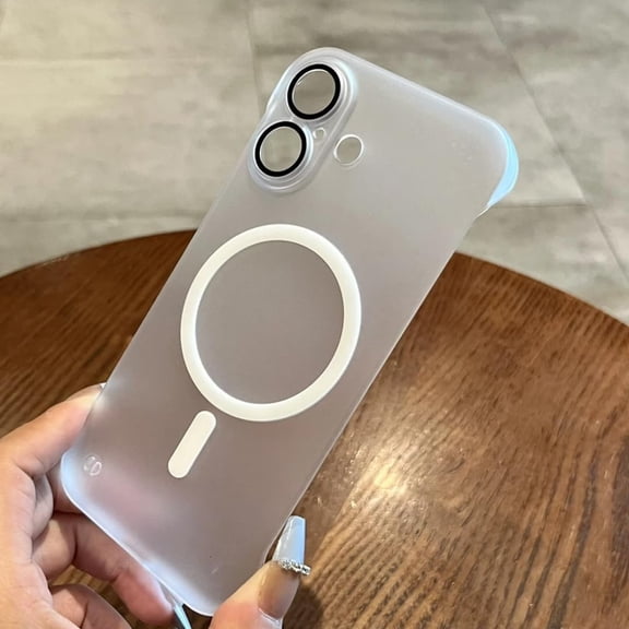 for iPhone 16 Pro Max Frameless Case Heat Radiation Borderless Slim Matte Case for iPhone 11 12 13 14 15 Pro Max 16 Plus(for iPhone 15 Pro/White CiXi)