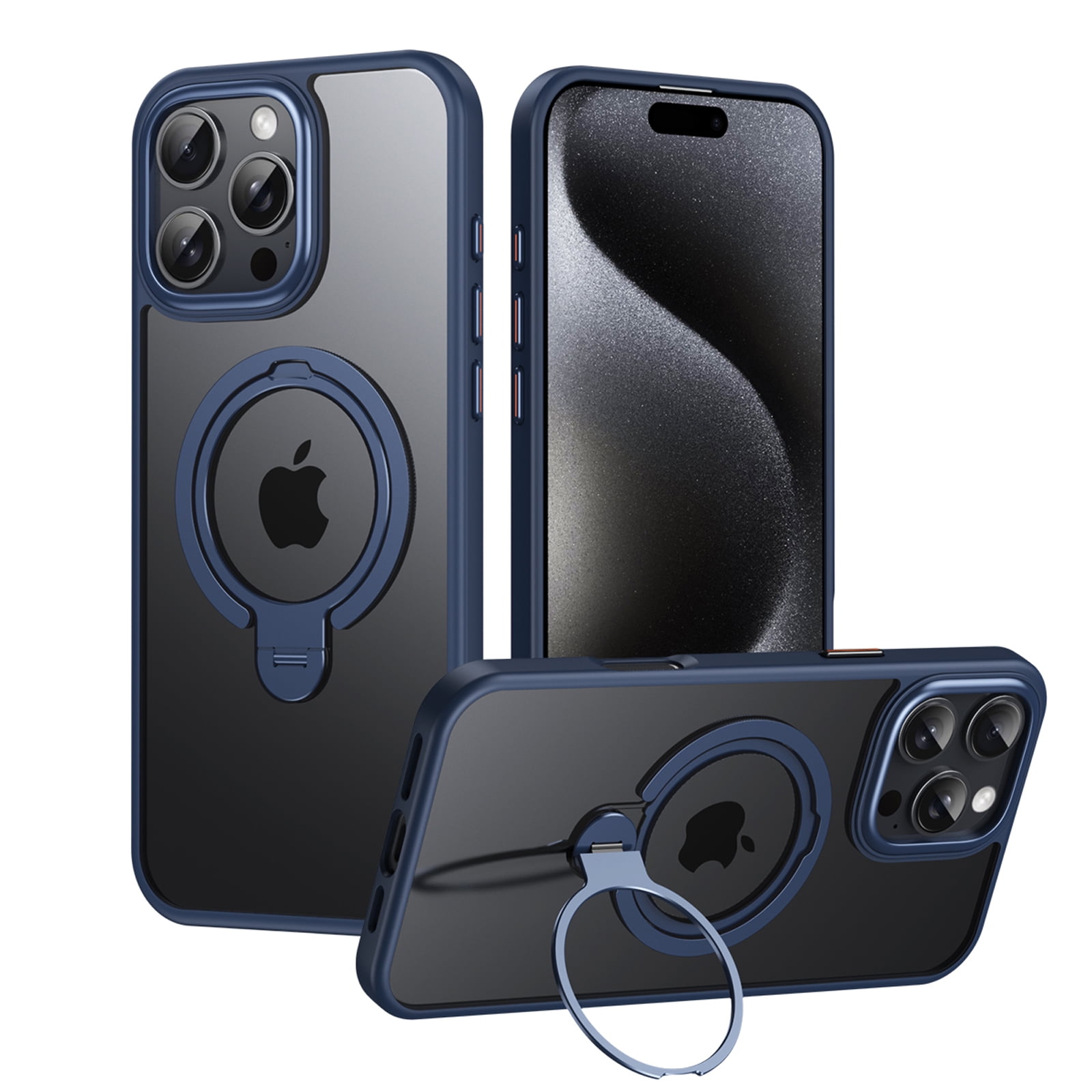 for iPhone 16 Pro Max Frosted Clear Case with Magnetic Stand