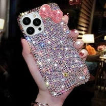 for iPhone 16 Pro Max Glitter Bling Case, Cute Luxury 3D Pink Bow Colorful Sparkly Shiny Crystal Rhinestones Diamond Clear Bumper Shockproof Women Girls Protective Case for iPhone 16 Pro Max