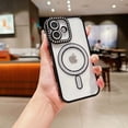 thumbnail image 1 of For iPhone 16 Pro Max Glitter Phone Case,Compatible with Magsafe,Luxury Bling Sparkly Rhinestones with Lens Film,Diamond-set Fram Design,Shockproof Anti-fall Transparent Phone Case,Black, 1 of 12