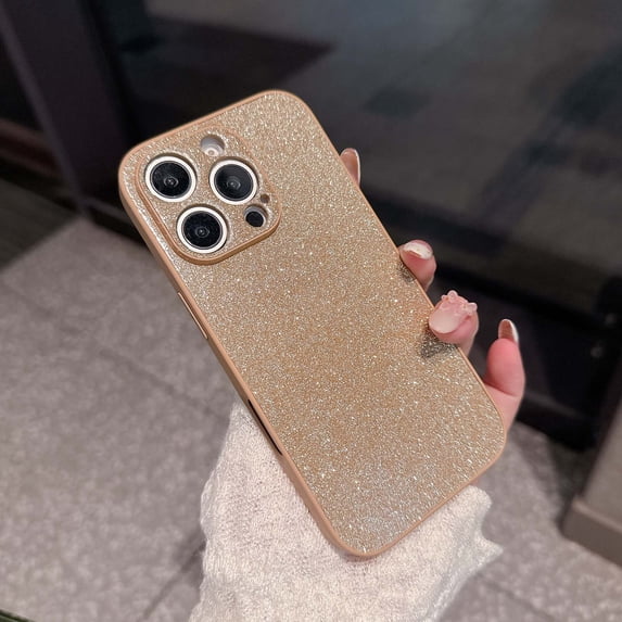 For iPhone 16 Pro Max Glitter Phone Case,Luxury Full Glitter Back Designing Shiny Bling Sparkly Shockproof Rugged Anti-fall Slim Thin Heavy Duty Protective Phone Case for Women Girls,Gold