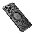 thumbnail image 1 of for iPhone 16 Pro Max Heat Dissipation Case,Frameless Metal with Stand,Irregular Rock Inspired Designing,360°Rotating Ring Kickstand Protective Cover,Slim Shockproof Thin Bumper Case,Black, 1 of 7