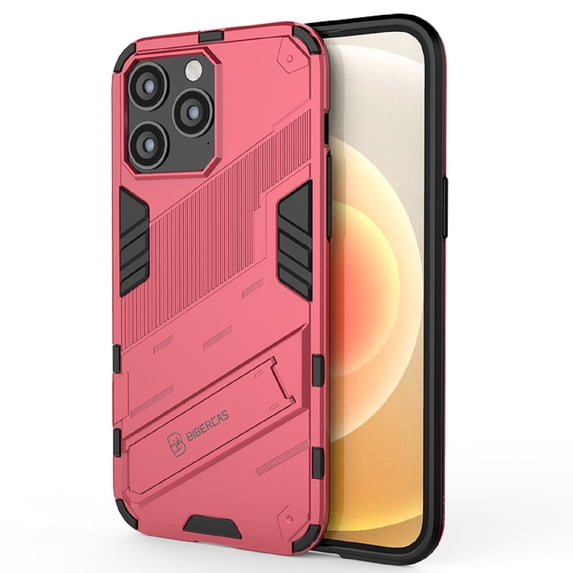 for iPhone 16 Pro Max Hybrid Case, Military Grade Hard Rugged Cover Heavy Duty Armor Phone Cases with Kickstand Holder Shockproof & Support Car Magnetic Mount for iPhone 16 Pro Max, Rose