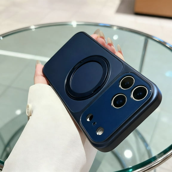 for iPhone 16 Pro Max Kickstand Case with Camera Lens Protector, [Military Grade Drop Protection] Shockproof Slim Fit Secure Ring Holder Grip Protective Case for iPhone 16 Pro Max, Blue