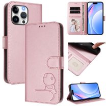 For iPhone 16 Pro Max Litter Panda Embossing Leather Phone Case with RFID Blocking Card Slot Wallet Magnetic Clasp Lanyard Flip Stand Case,Pink,For iPhone 16 Pro Max