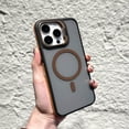 thumbnail image 1 of for iPhone 16 Pro Max Magnetic Case with Camera Stand Sturdy, Compatible with Magsafe Transparent Ultra Slim Shockproof Military-Grade Protection Phone Cover for iPhone 16 Pro Max, Khaki, 1 of 11