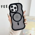 thumbnail image 1 of for iPhone 16 Pro Max Magnetic Case, Compatible with Mag-Safe, Wave Edge Skin Touch Feel Slim Translucent Backplane Shockproof Bumper Anti-Scratch Protective Cover for iPhone 16 Pro Max, Black, 1 of 10